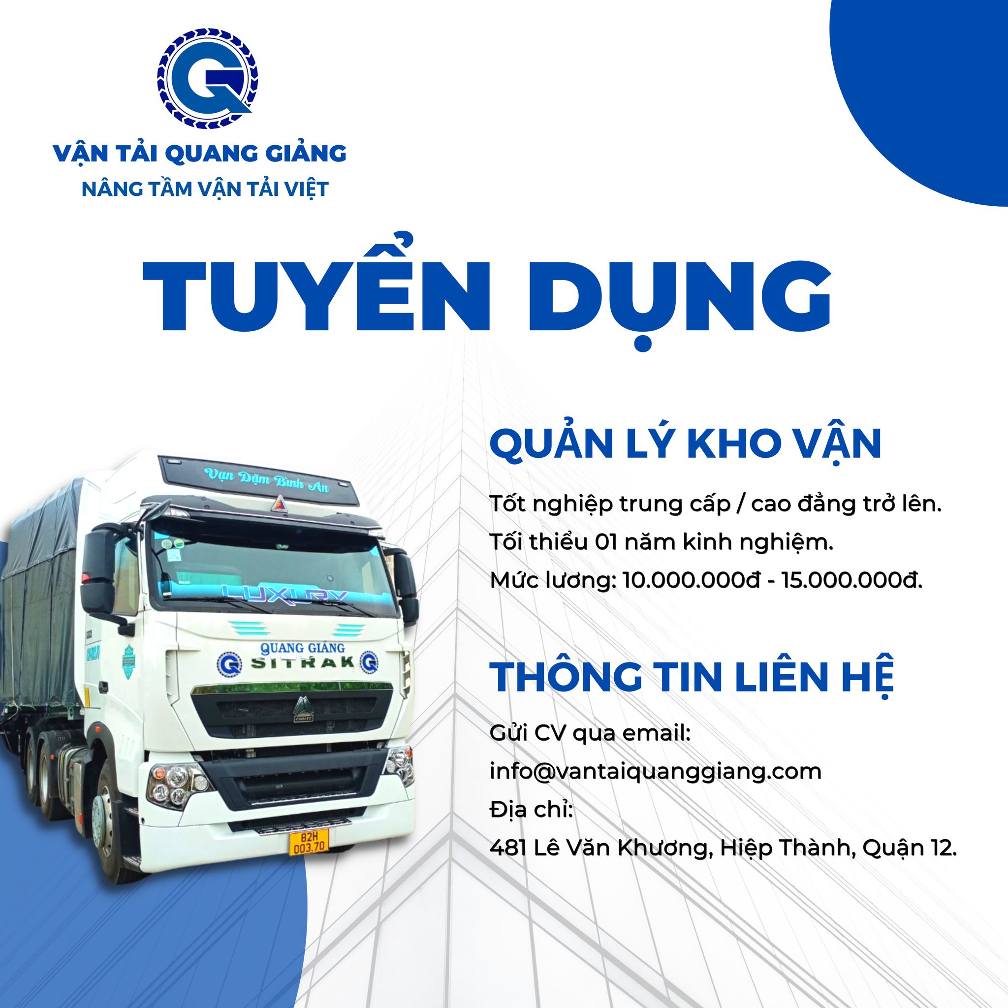 Tuyển dụng Nhân viên giao nhận kho