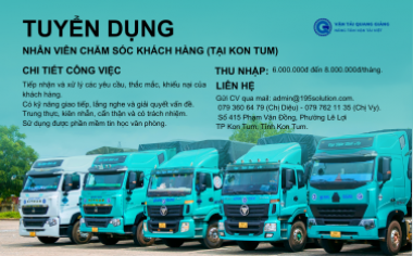 Tuyển dụng Chăm Sóc Khách Hàng (tại Kon Tum) tháng 8